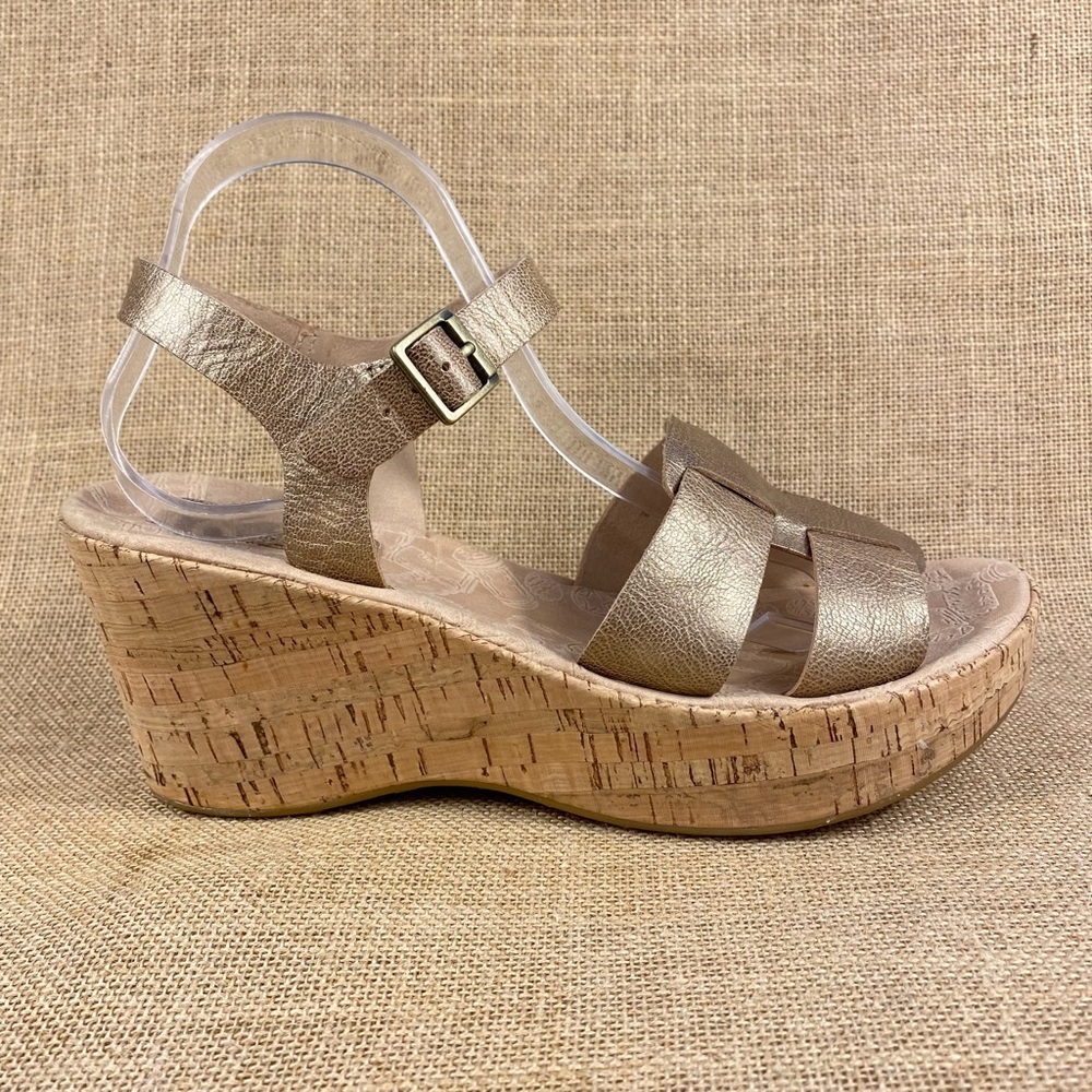 Kork Ease leather sandals wedges platform heels gold size 10 - Picture 6 of 11